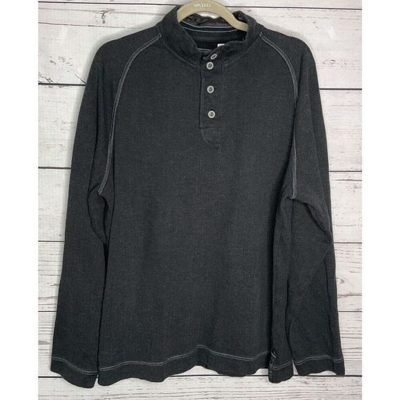 Tommy Bahama Sweater Mens Size L Gray Quarter Mock Neck‎ Button Cotton - Picture 1 of 10